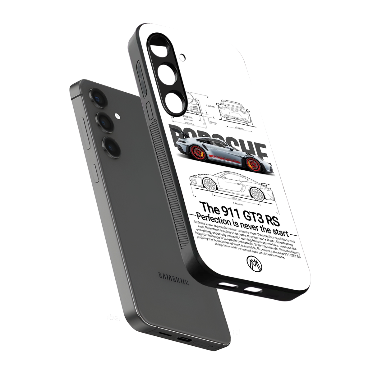 911 gt3 rs white back phone cover | glass case for samsung galaxy s23 fe