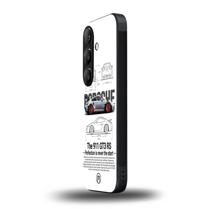 911 gt3 rs white back phone cover | glass case for samsung galaxy s24 fe
