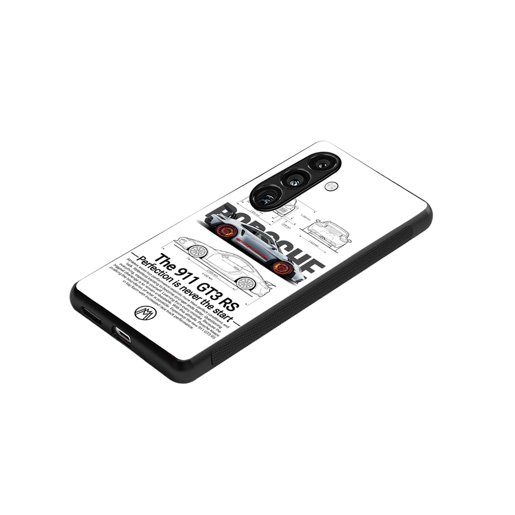 911 gt3 rs white back phone cover | glass case for samsung galaxy s25