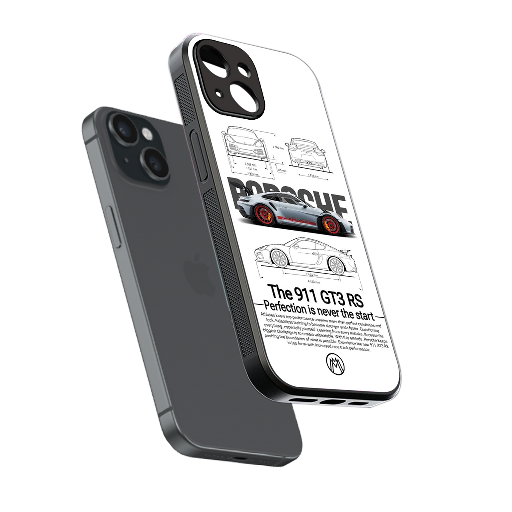 911 gt3 rs white back phone cover | glass case for iphone 14