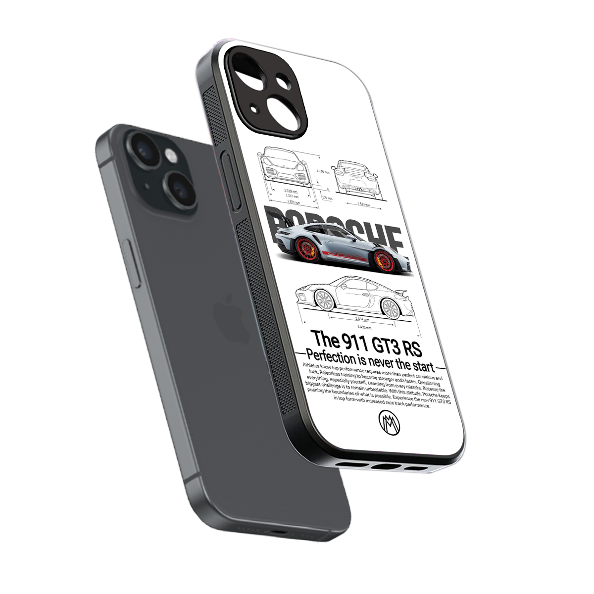 911 gt3 rs white back phone cover | glass case for iphone 14