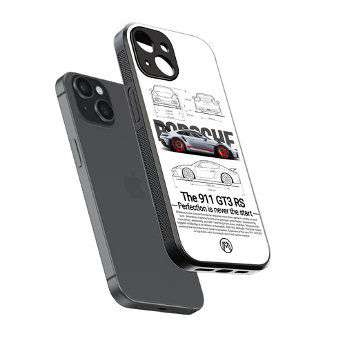 911 gt3 rs white back phone cover | glass case for iphone 14