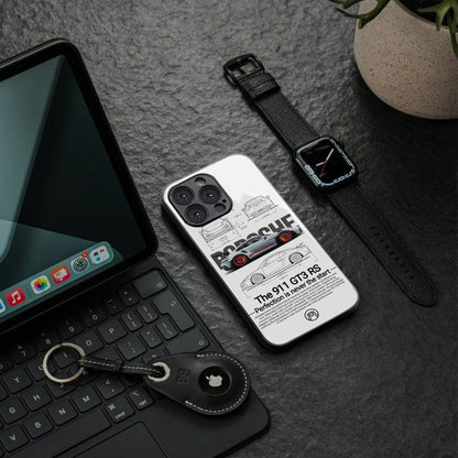 911 gt3 rs white back phone cover | glass case for iphone 15 pro