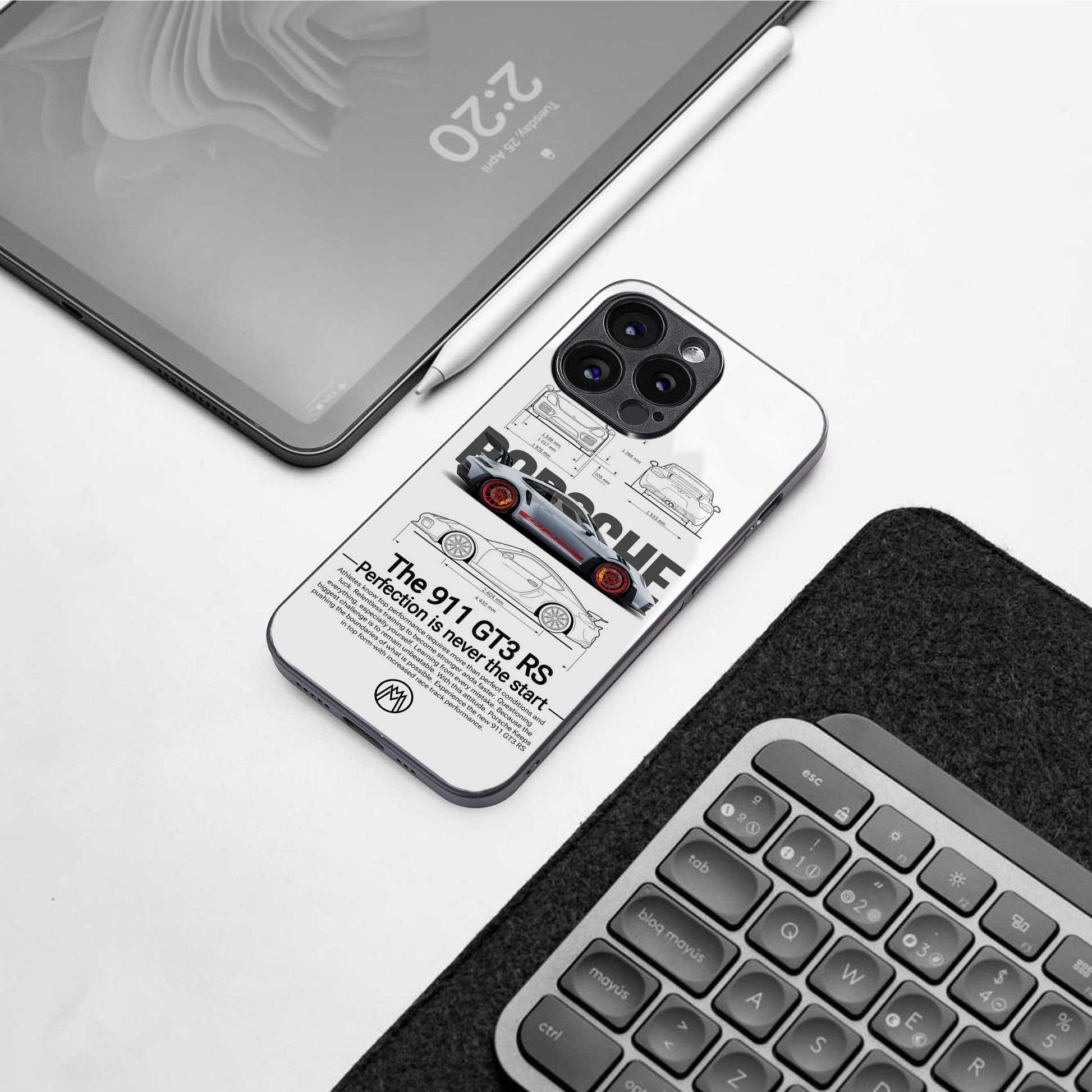 911 gt3 rs white back phone cover | glass case for iphone 13 mini