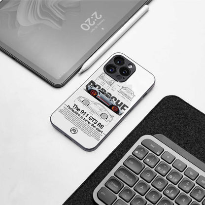911 gt3 rs white back phone cover | glass case for iphone 14 pro max