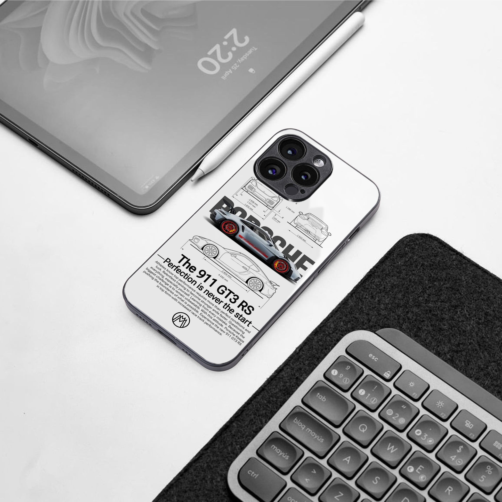 911 gt3 rs white back phone cover | glass case for iphone 16 pro max