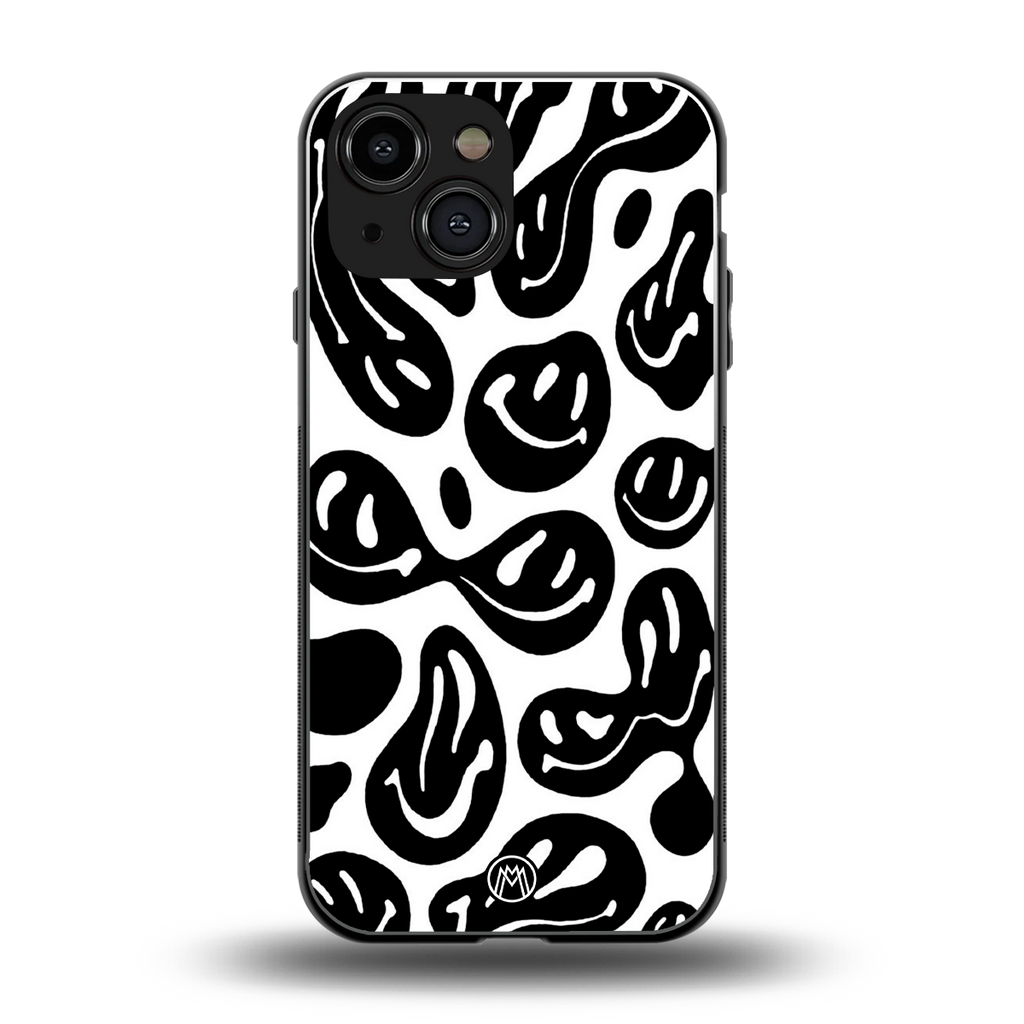 acid smiles bw back phone cover | glass case for iphone 13 mini
