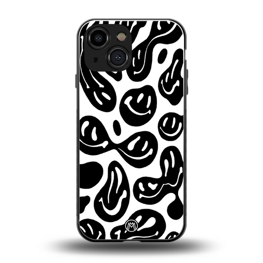 acid smiles bw back phone cover | glass case for iphone 13 mini