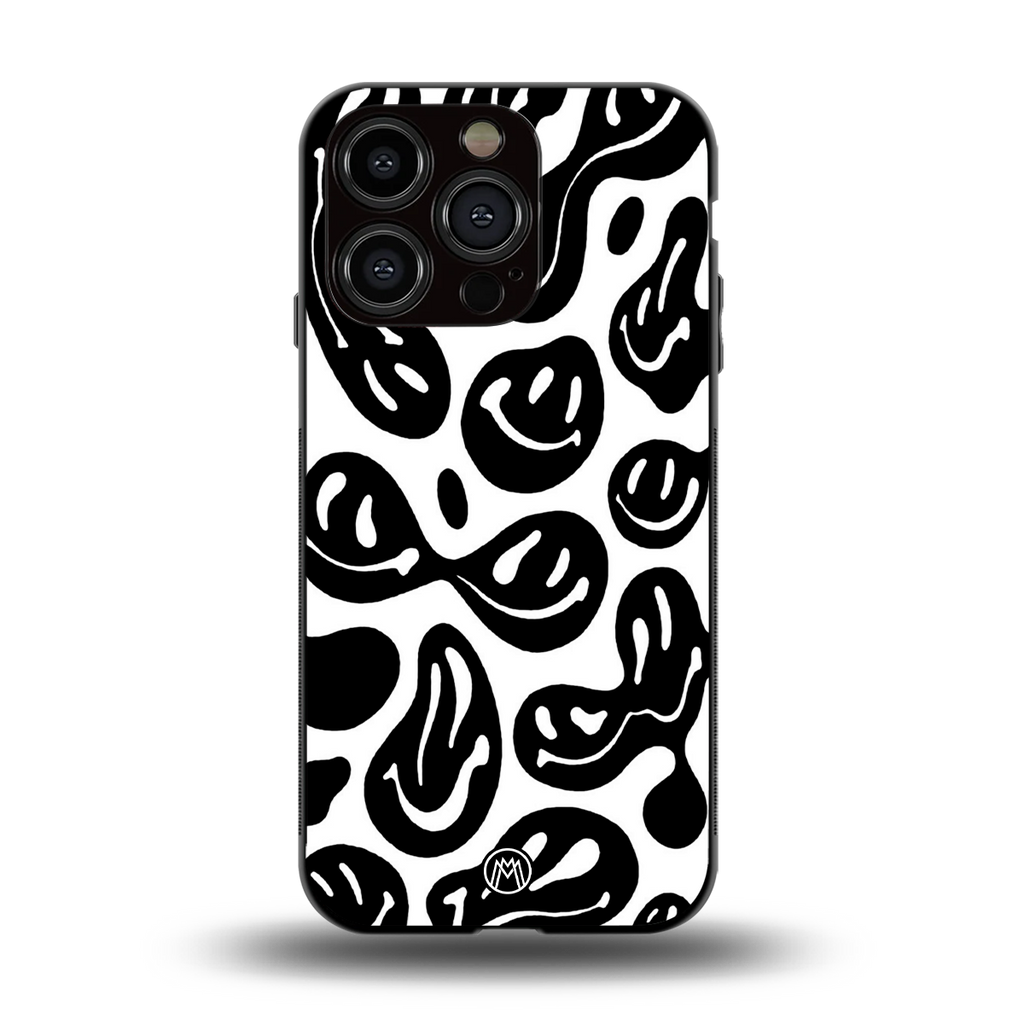 acid smiles bw back phone cover | glass case for iphone 13 pro