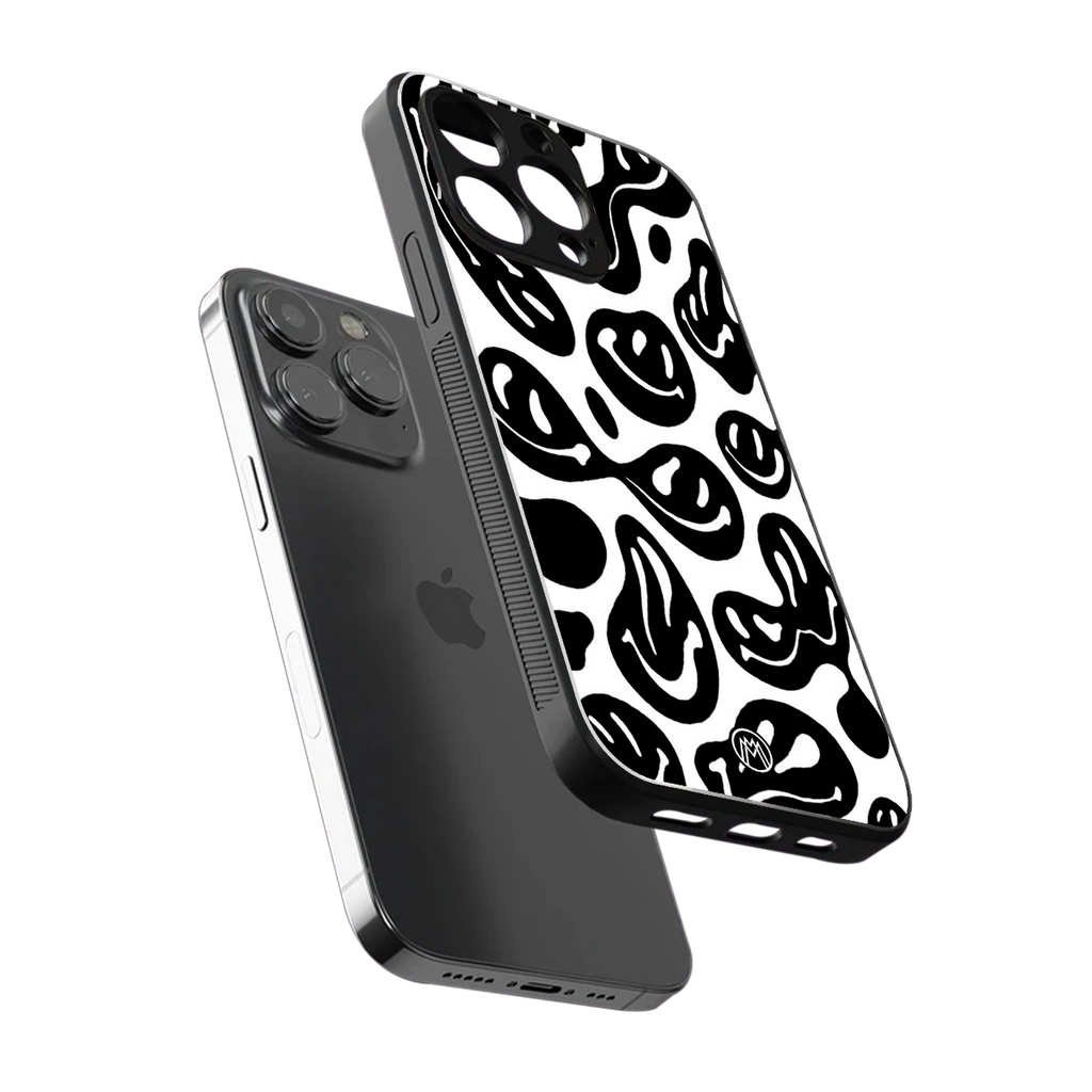 acid smiles bw back phone cover | glass case for iphone 13 pro