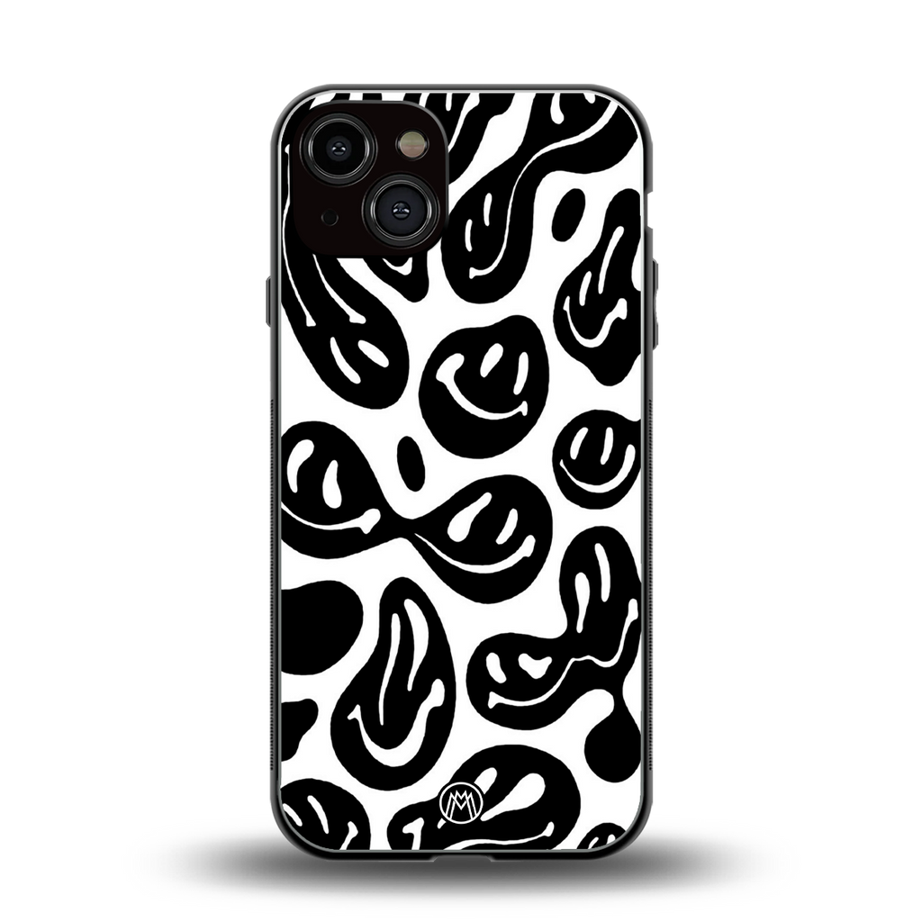 acid smiles bw back phone cover | glass case for iphone 13