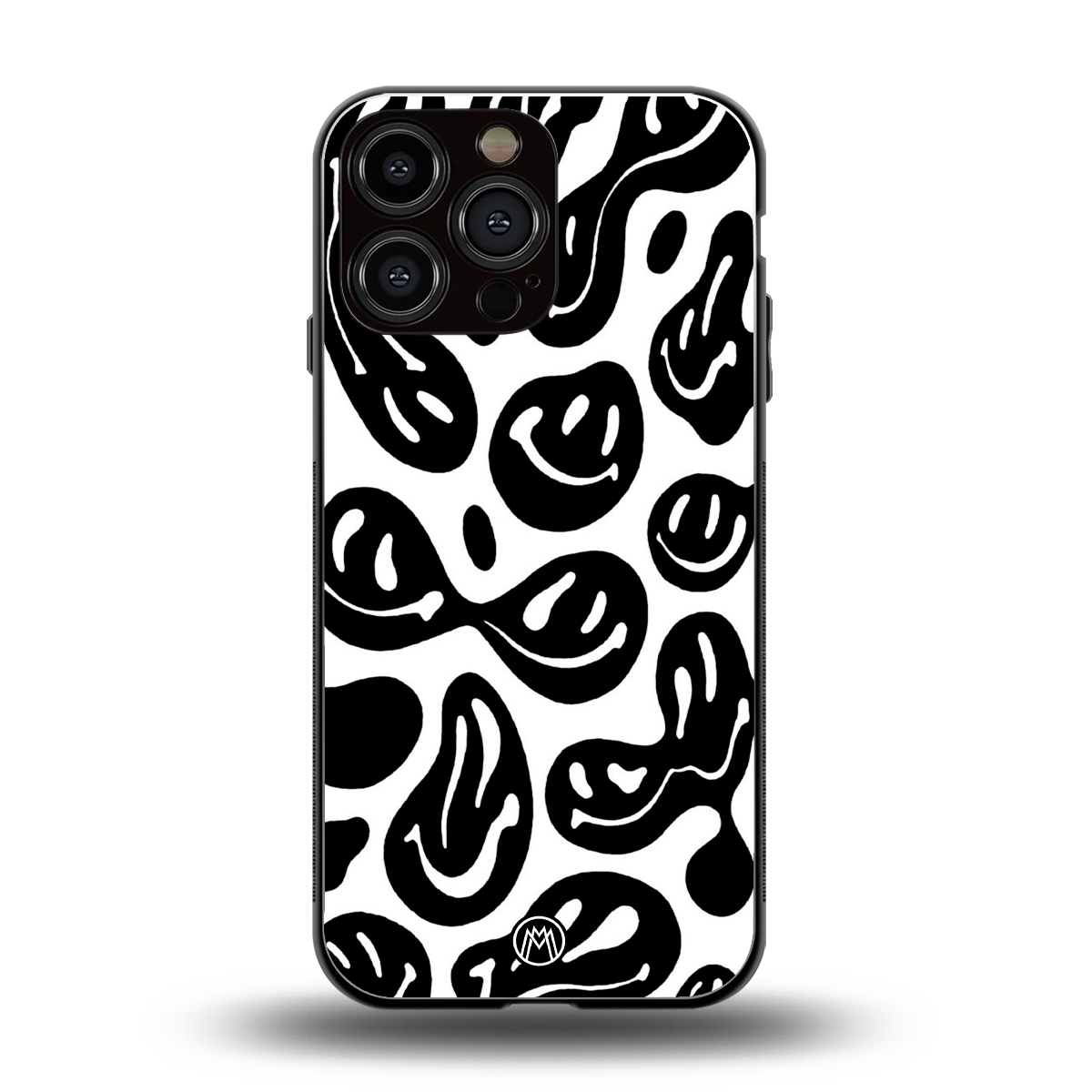 acid smiles bw back phone cover | glass case for iphone 15 pro max