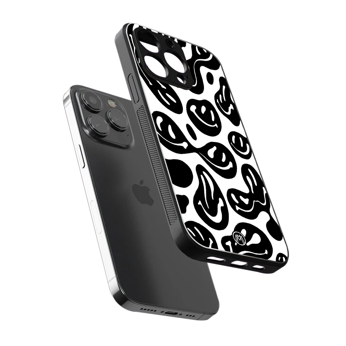 acid smiles bw back phone cover | glass case for iphone 15 pro max