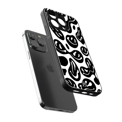 acid smiles bw back phone cover | glass case for iphone 14 pro max