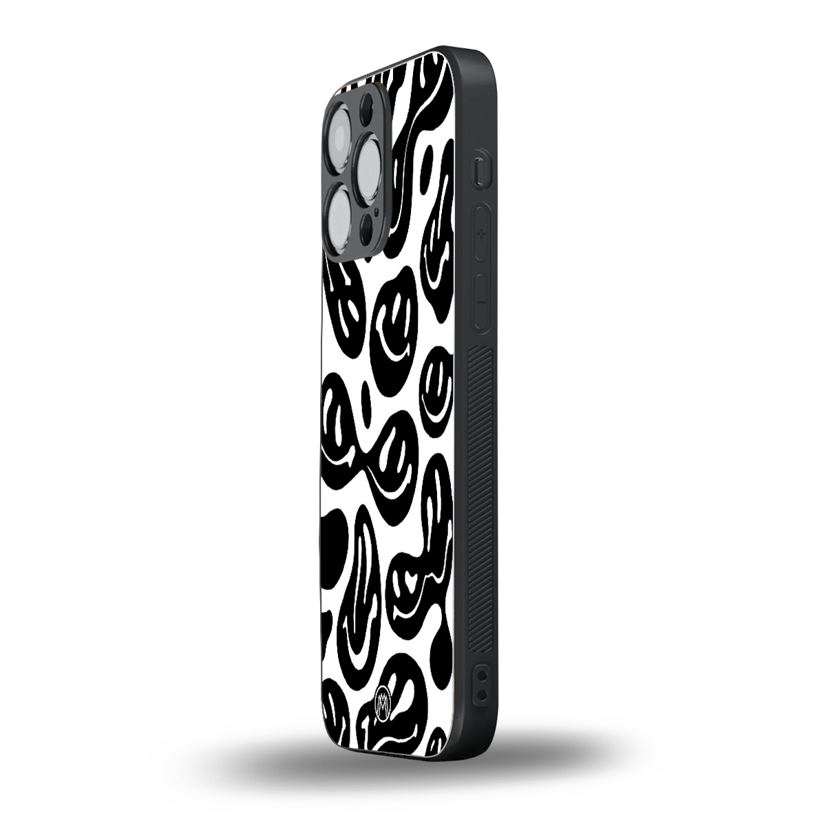 acid smiles bw back phone cover | glass case for iphone 14 pro max