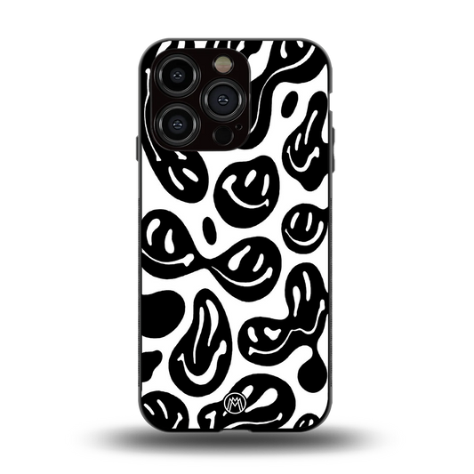 acid smiles bw back phone cover | glass case for iphone 14 pro