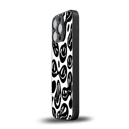 acid smiles bw back phone cover | glass case for iphone 14 pro