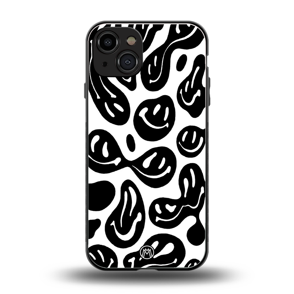 acid smiles bw back phone cover | glass case for iphone 15