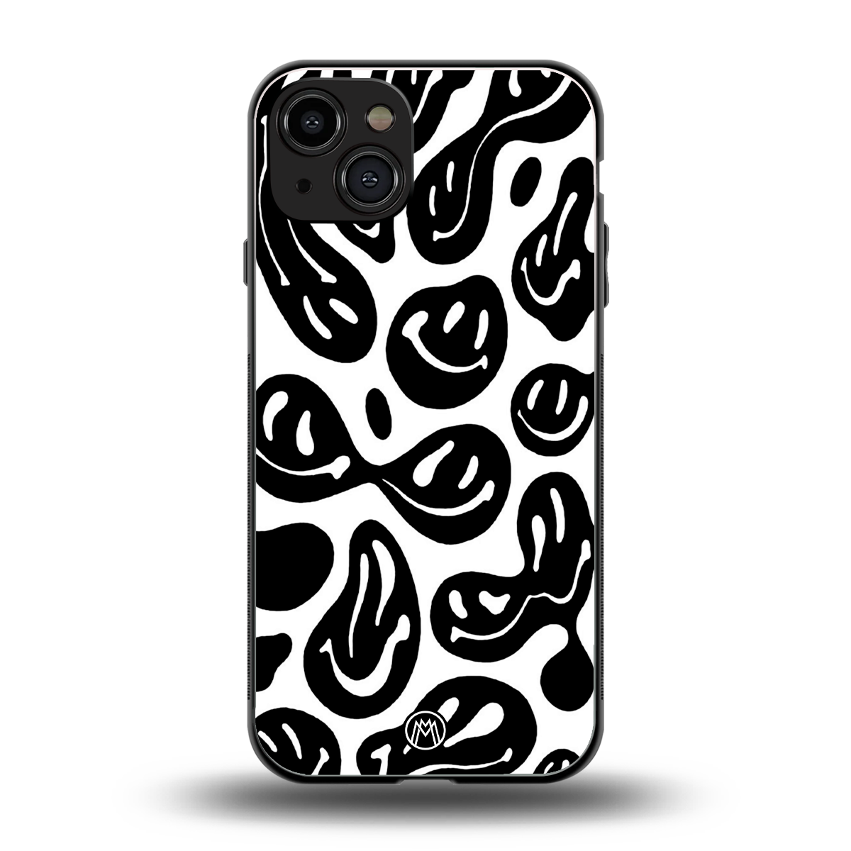 acid smiles bw back phone cover | glass case for iphone 15