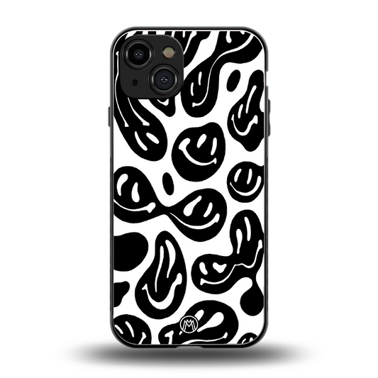 acid smiles bw back phone cover | glass case for iphone 15