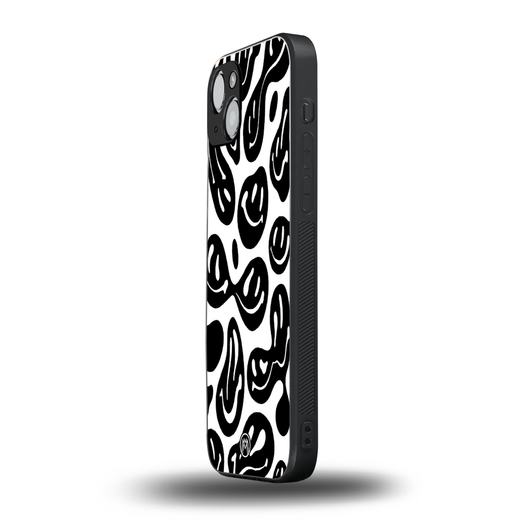 acid smiles bw back phone cover | glass case for iphone 15