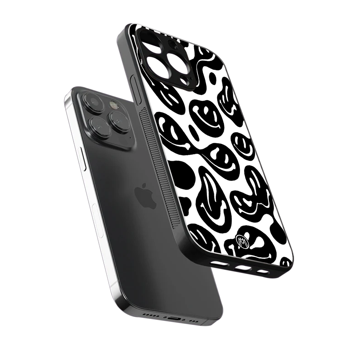 acid smiles bw back phone cover | glass case for iphone 15 pro