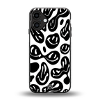 acid smiles bw back phone cover | glass case for iphone 16 plus