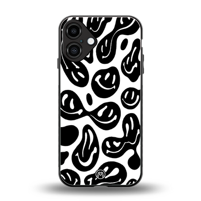 acid smiles bw back phone cover | glass case for iphone 16 plus