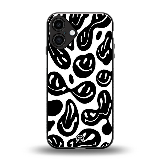 acid smiles bw back phone cover | glass case for iphone 16 plus