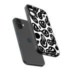 acid smiles bw back phone cover | glass case for iphone 16 plus