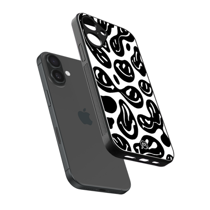 acid smiles bw back phone cover | glass case for iphone 16 plus