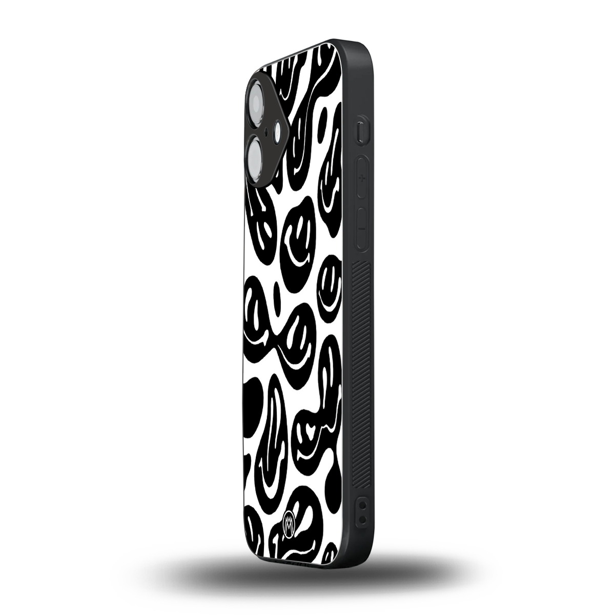 acid smiles bw back phone cover | glass case for iphone 16 plus
