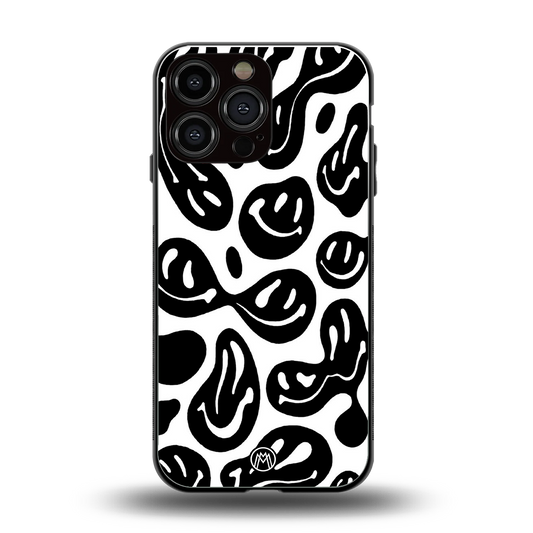 acid smiles bw back phone cover | glass case for iphone 16 pro max