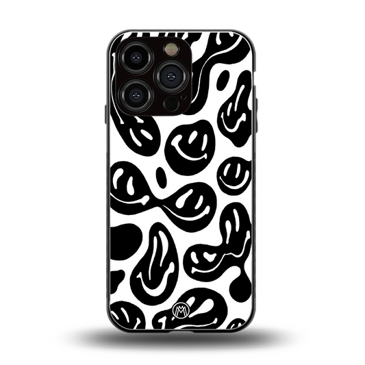 acid smiles bw back phone cover | glass case for iphone 16 pro