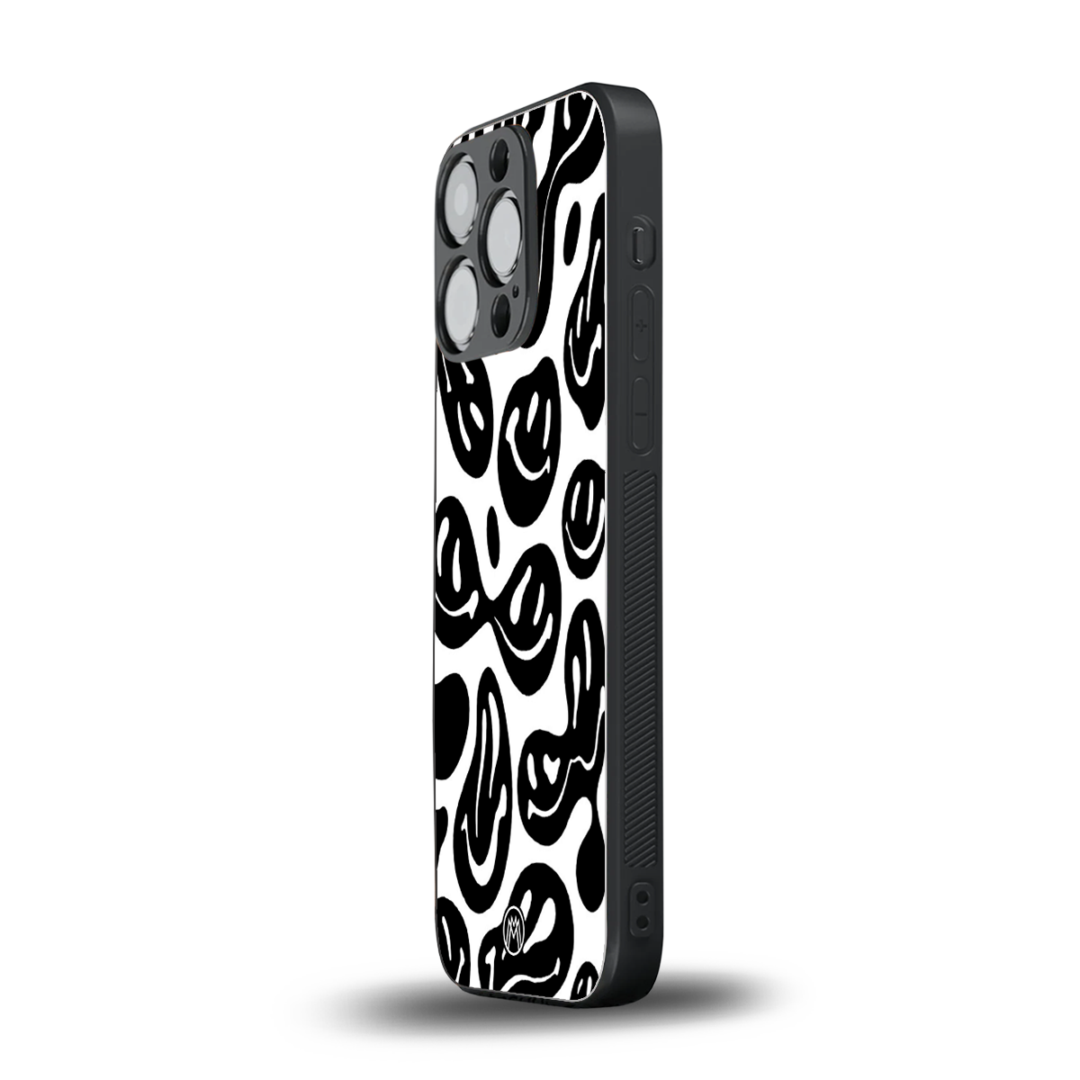 acid smiles bw back phone cover | glass case for iphone 16 pro