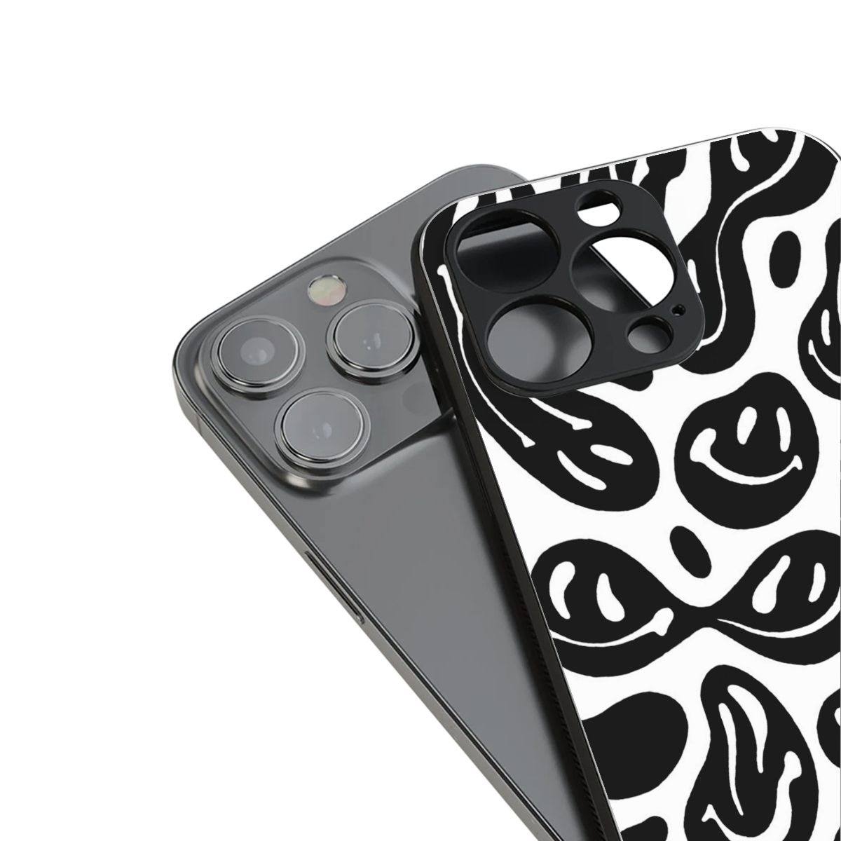 acid smiles bw back phone cover | glass case for iphone 14