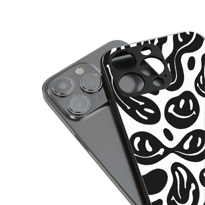 acid smiles bw back phone cover | glass case for iphone 15 pro