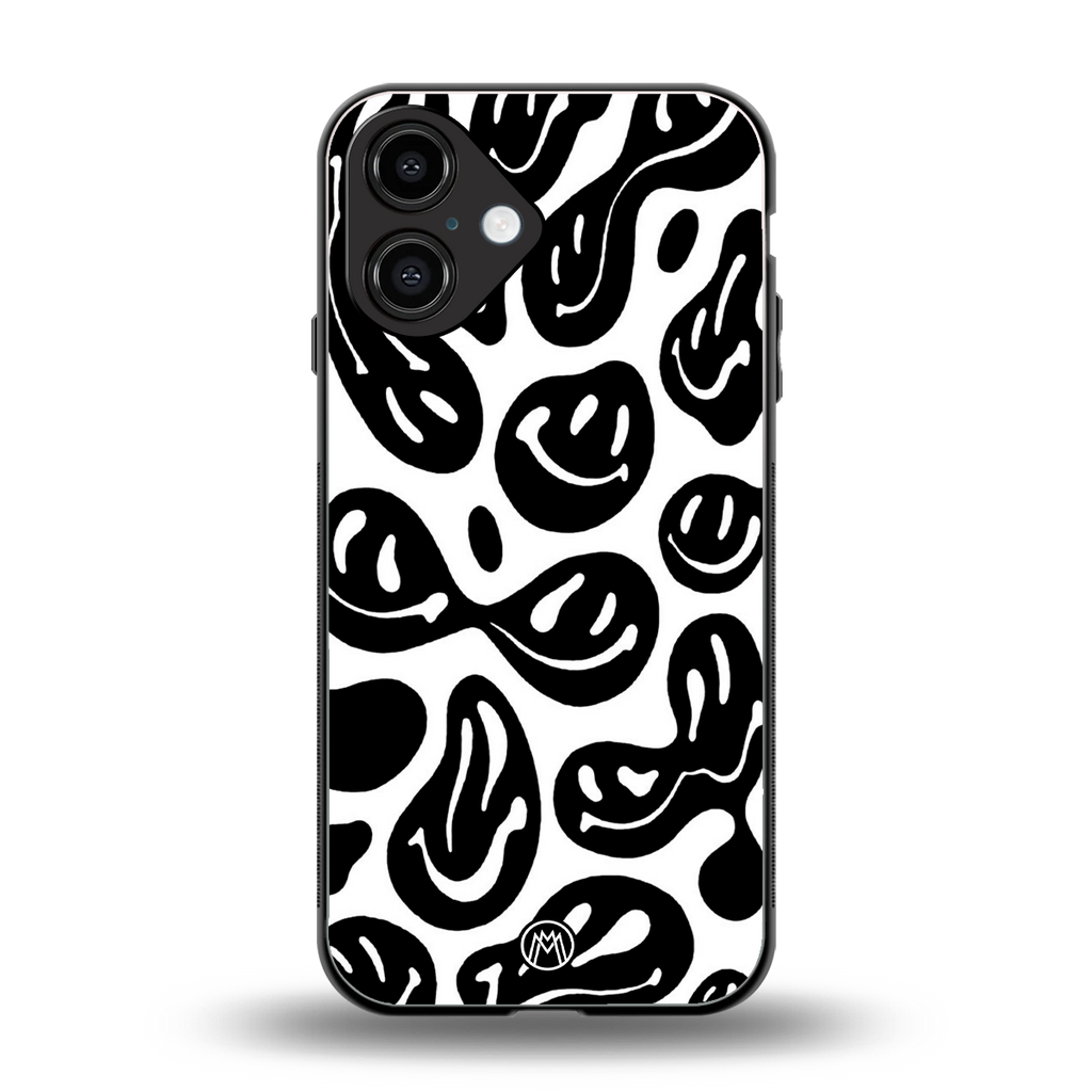 acid smiles bw back phone cover | glass case for iphone 16