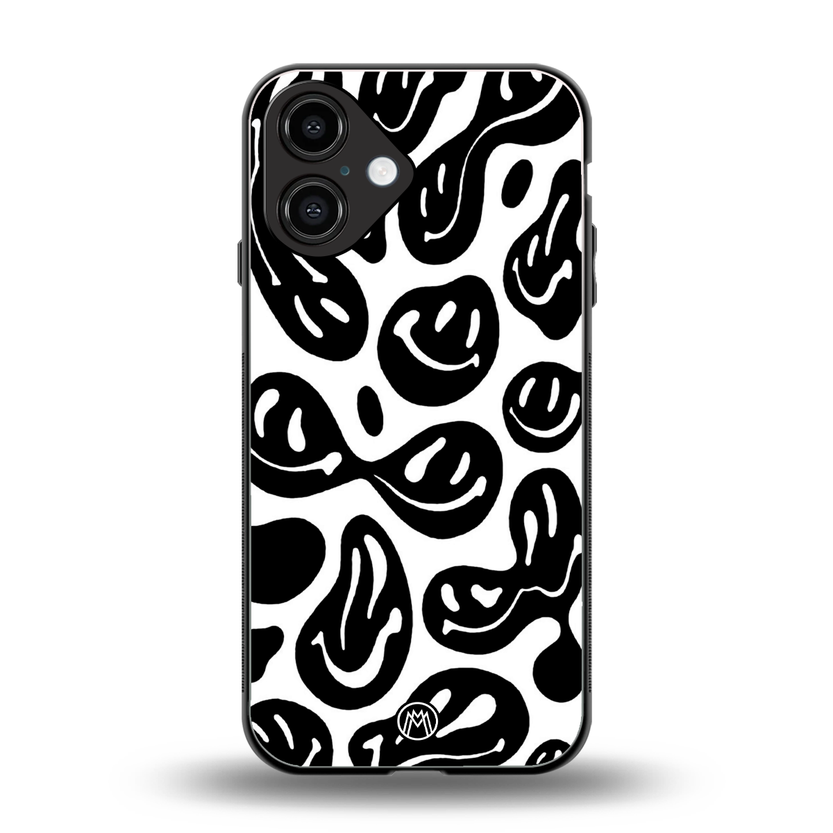 acid smiles bw back phone cover | glass case for iphone 16