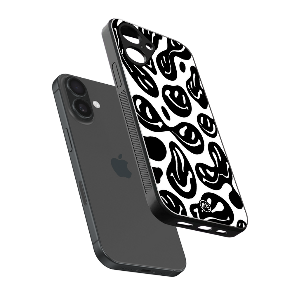 acid smiles bw back phone cover | glass case for iphone 16