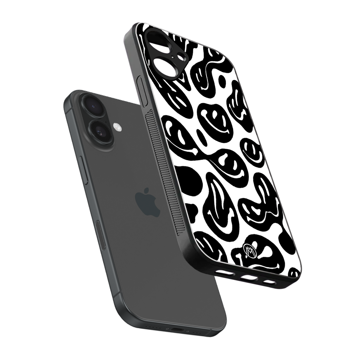 acid smiles bw back phone cover | glass case for iphone 16