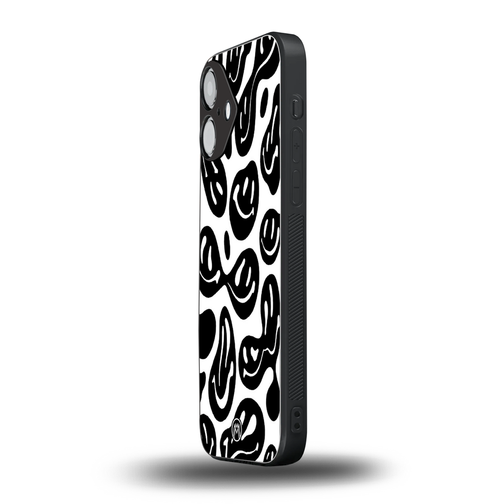 acid smiles bw back phone cover | glass case for iphone 16