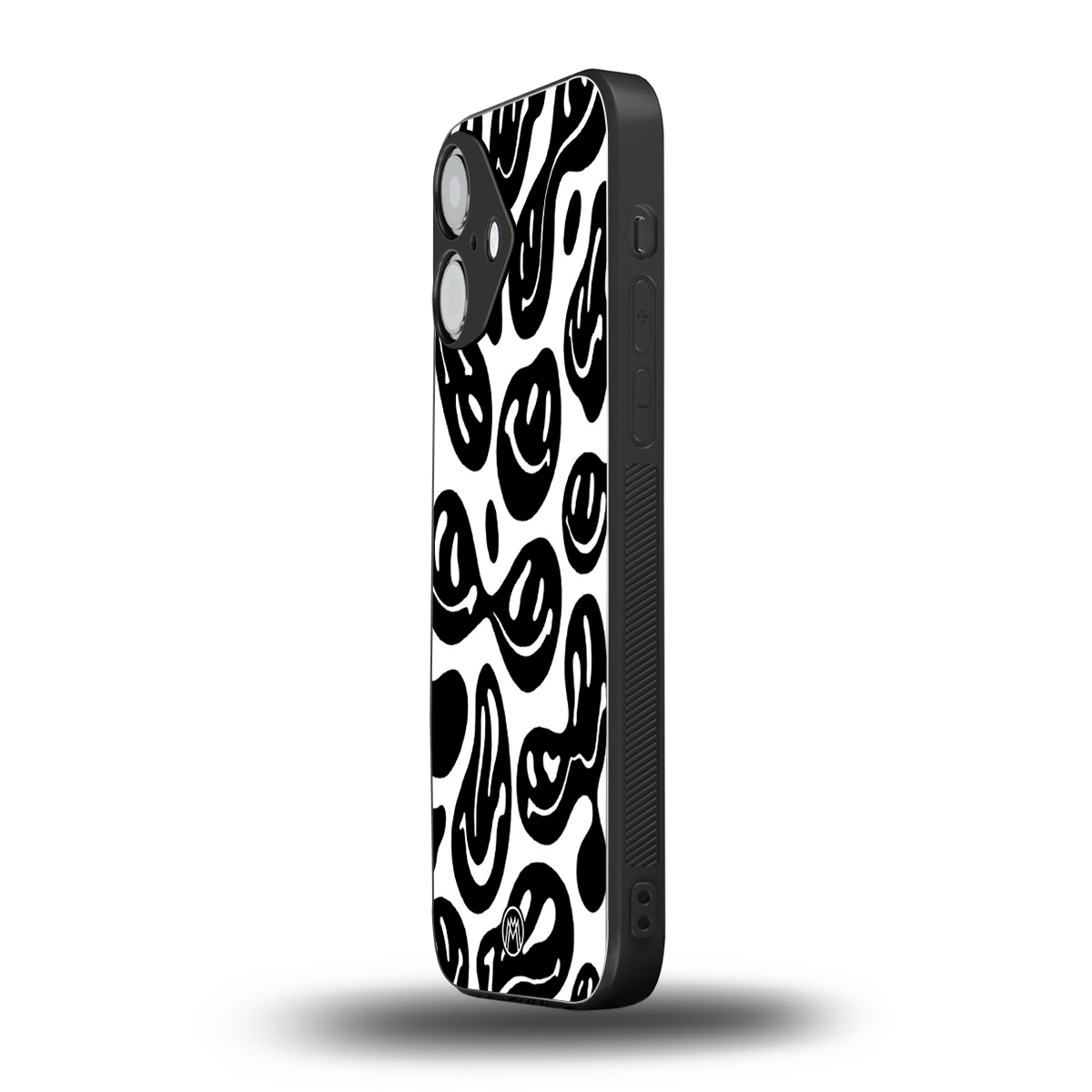 acid smiles bw back phone cover | glass case for iphone 16