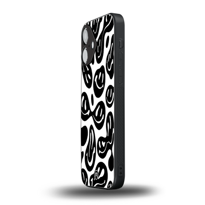 acid smiles bw back phone cover | glass case for iphone 16