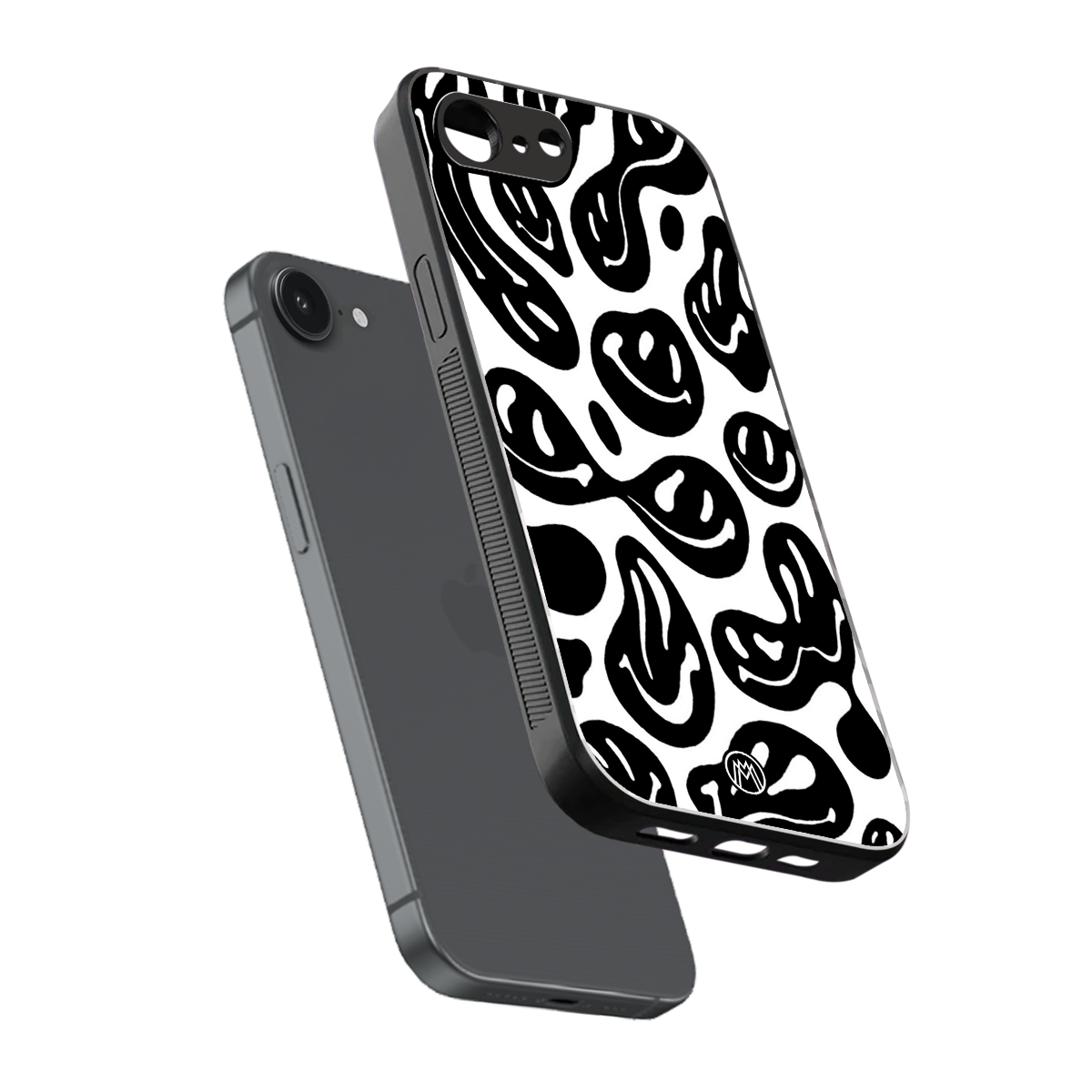 acid smiles bw back phone cover | glass case for iphone 16e