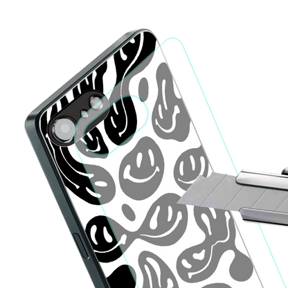 acid smiles bw back phone cover | glass case for iphone 16e