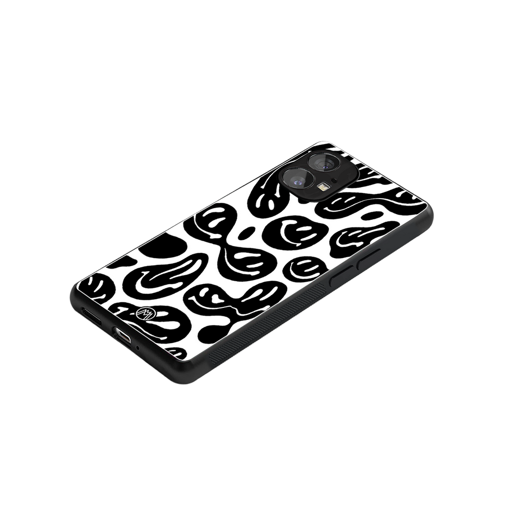acid smiles bw back phone cover | glass case for nothing phone 1