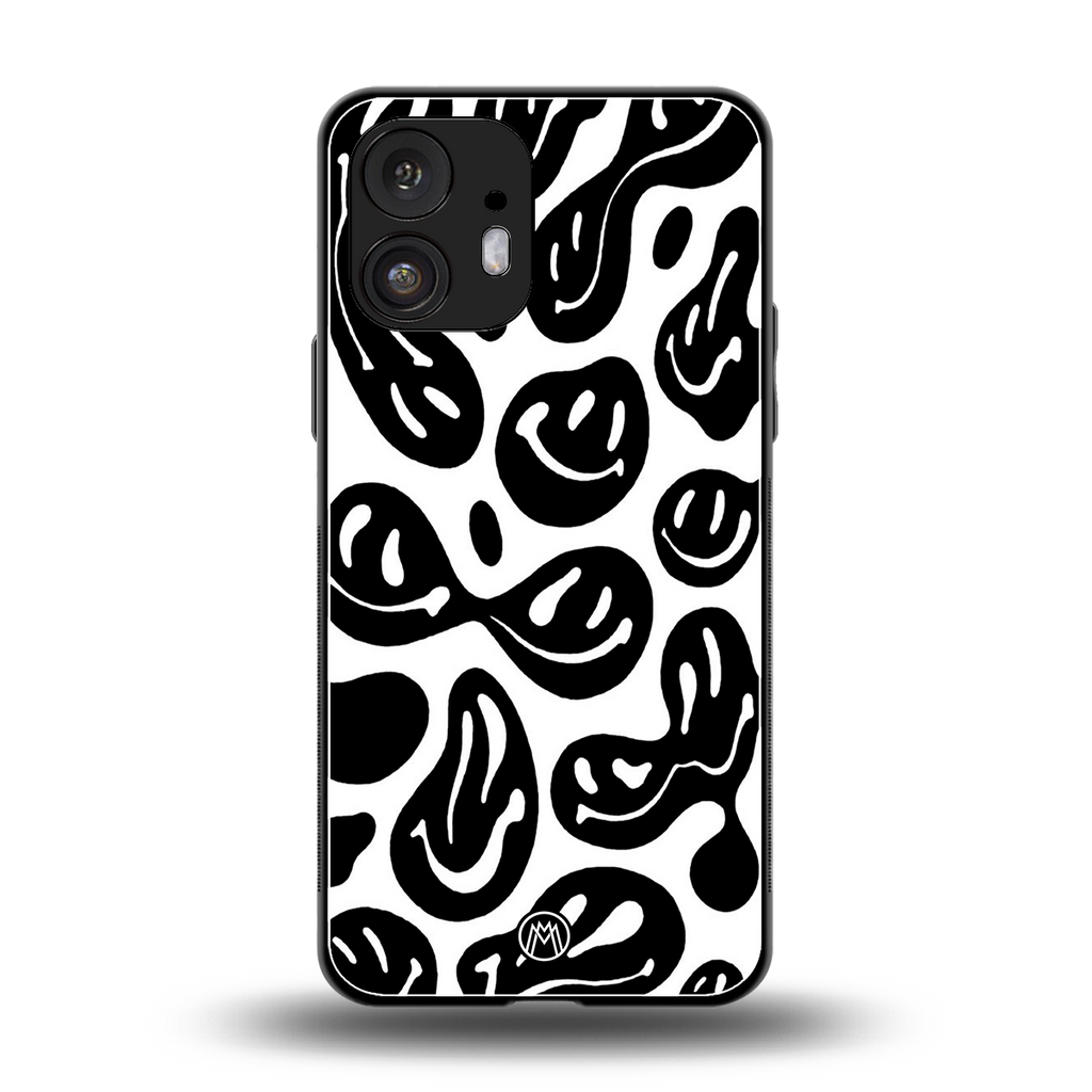 acid smiles bw back phone cover | glass case for nothing phone 2