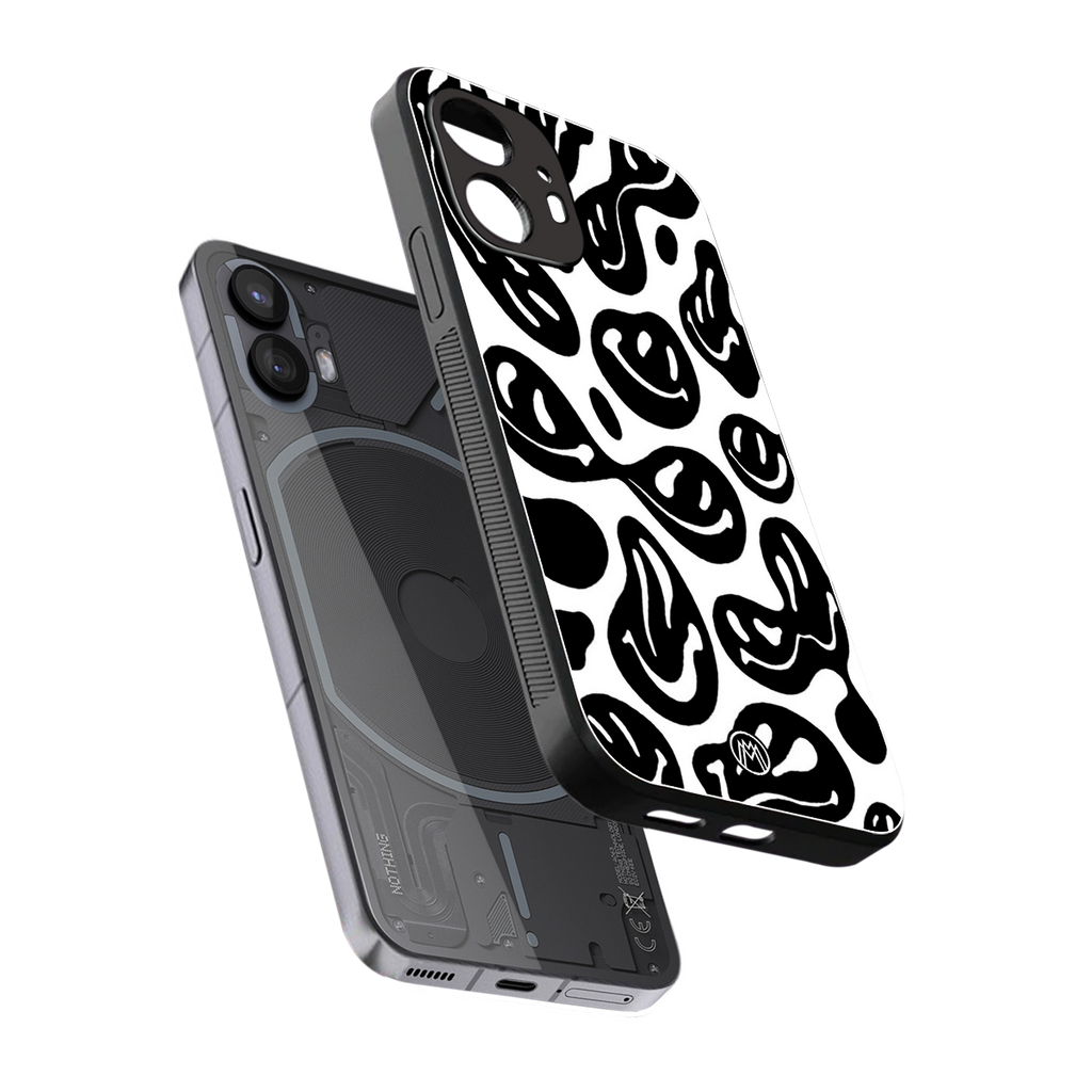 acid smiles bw back phone cover | glass case for nothing phone 2