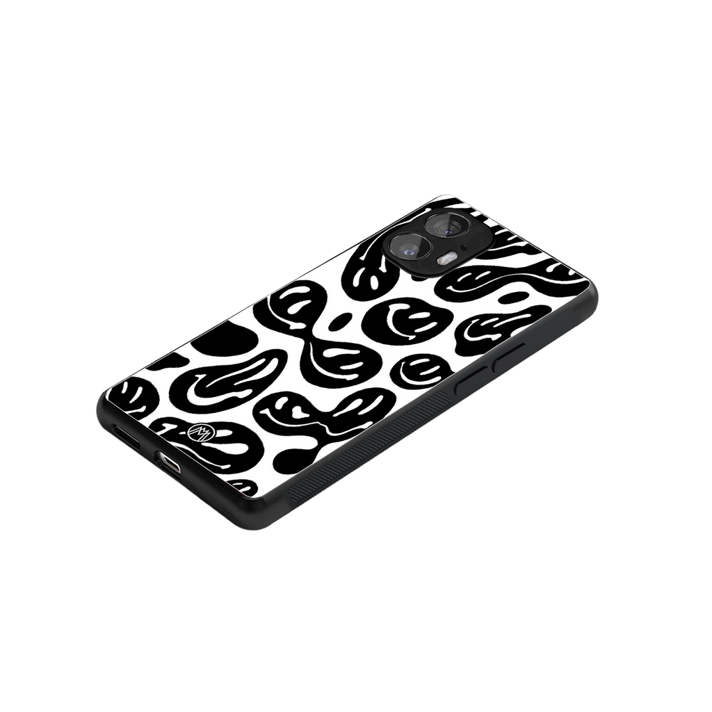 acid smiles bw back phone cover | glass case for nothing phone 2